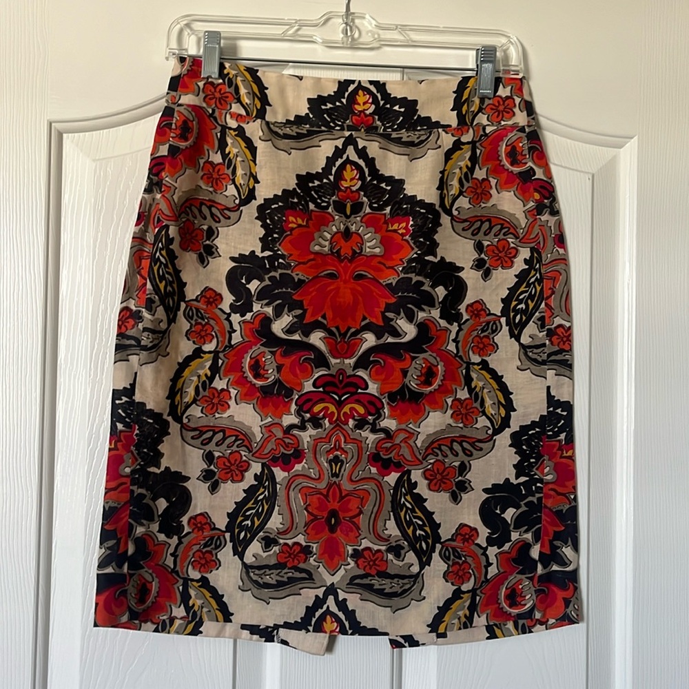J Crew, size 0, linen print skirt.
